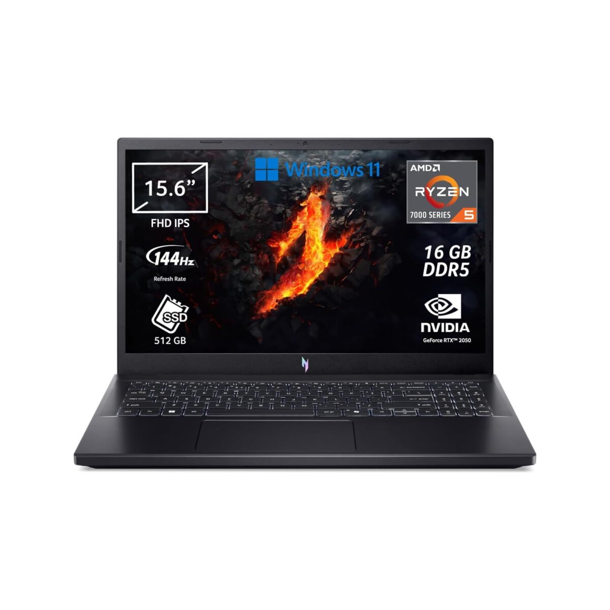 ⁦Acer Nitro V 15 ANV15-41-R51W Gaming Notebook AMD Ryzen 5 7535HS RAM 8GB DDR5 512GB SSD 15.6" FHD IPS 144Hz RTX 2050 4GB Windows 11 Home⁩ - الصورة ⁦1⁩
