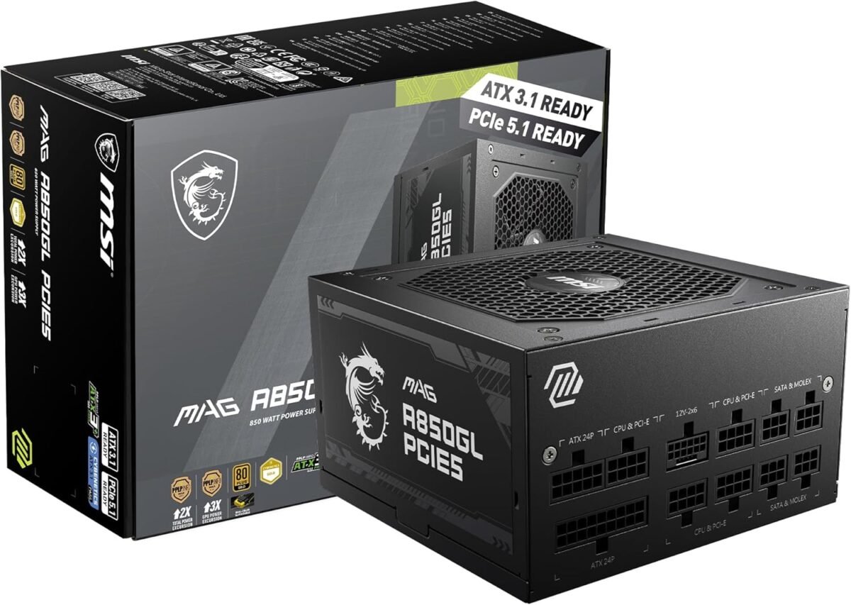 ⁦Power Supply Msi Mag A850GL /  850W 80 Plus Gold ATX3.0 Fully Modular⁩ - الصورة ⁦1⁩
