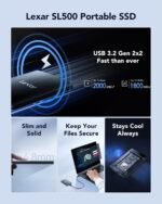⁦قرص صلب خارجي Lexar SL500 SSD بسعة 1 تيرابايت، USB 3.2 Gen2x2، سرعة قراءة تصل إلى 2000 ميجابايت/ثانية، سرعة كتابة تصل إلى 1800 ميجابايت/ثانية، متوافق مع أجهزة iPhone 15 Series/Mac/PS5/XBOX/Laptop/PC (LSL500X001T-RNBNG)⁩ - الصورة ⁦3⁩