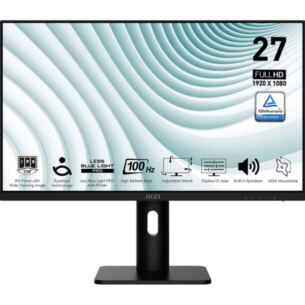MSI Pro MP273AP 27 FHD IPS 100Hz 1ms Anti-Flicker Less Blue Light Built-in Speakers HDMI DP VGA VESA Mount Adaptive-Sync