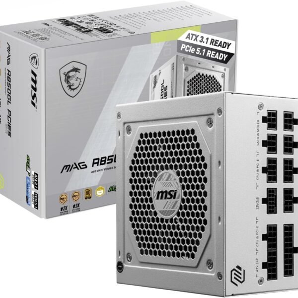 مزود طاقة ايه تي اكس معياري بالكامل 850 وات - ماج A850GL PCIE5 أبيض من ام اس اي - (اكتيف بي اف سي/80 بلس جولد)